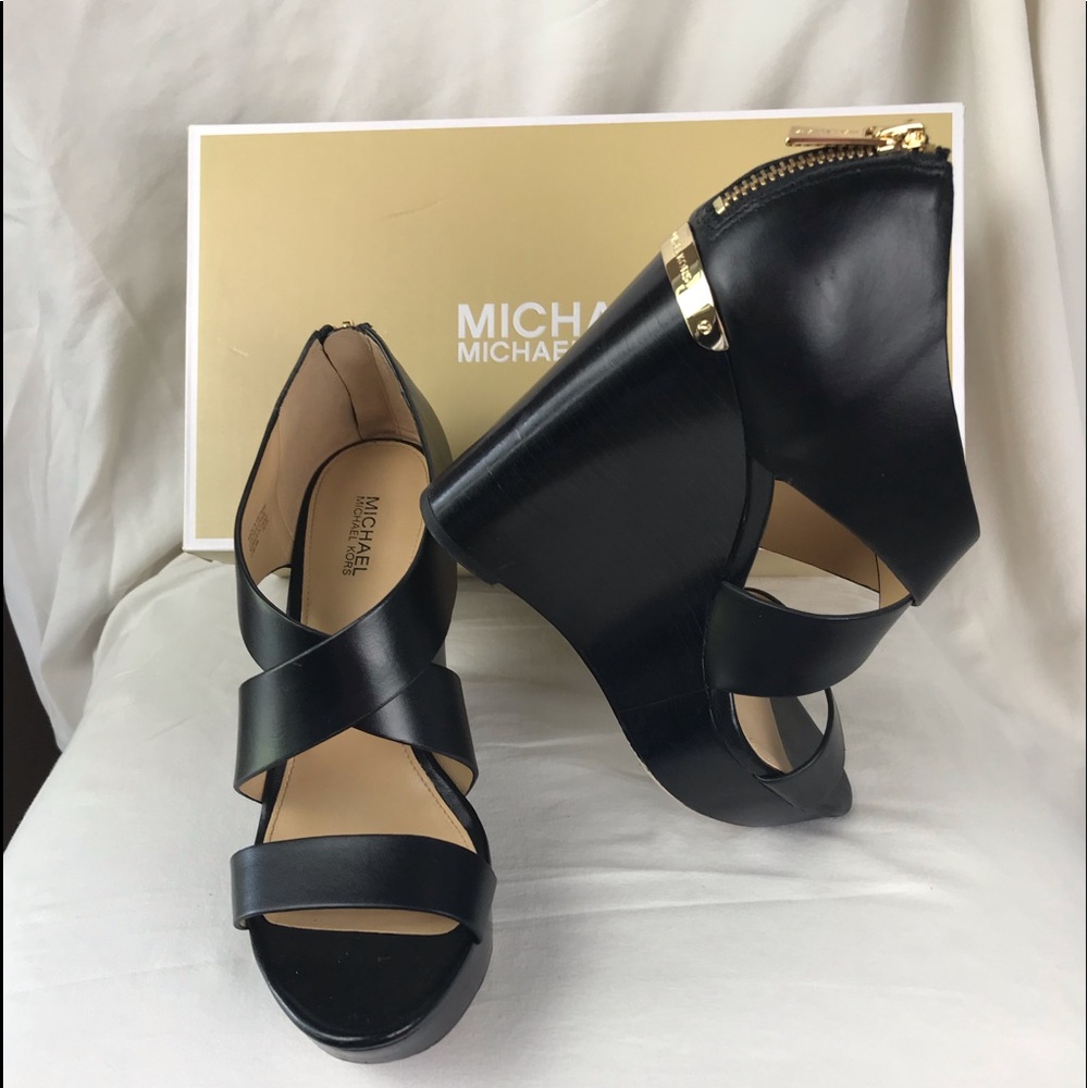 Michael Kors Black Wedge Heel Sandals